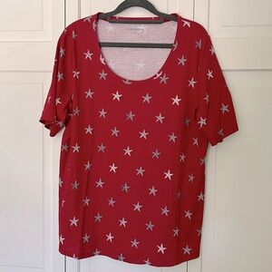 Croft & Barrow 1X Red top with Stars or Starfish